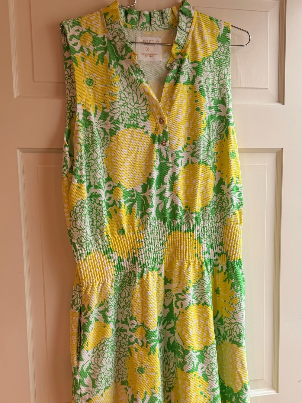 EUC Lilly Pulitzer Green Mumbo Jumbo Sleeveless Floral Luxletic Women's Dress XL